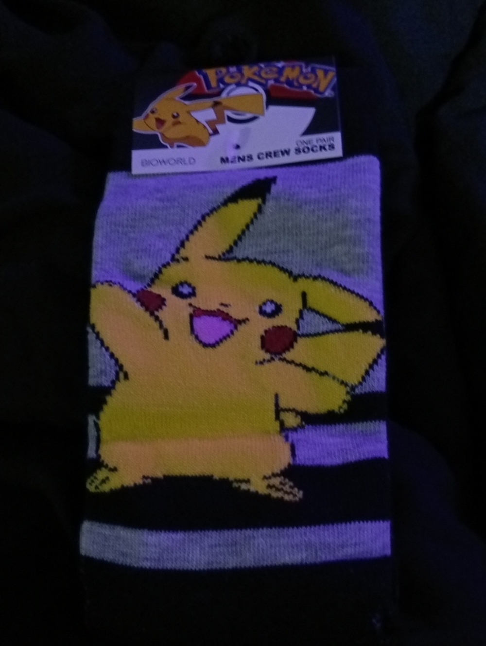Pokemon Men's Crew Socks Pikachu Yellow Black